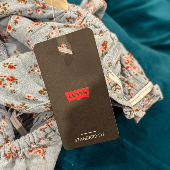 Levi's - Yara Crepe Dress - Blue Floral Pattern - Size: L - Picture 3 of 6